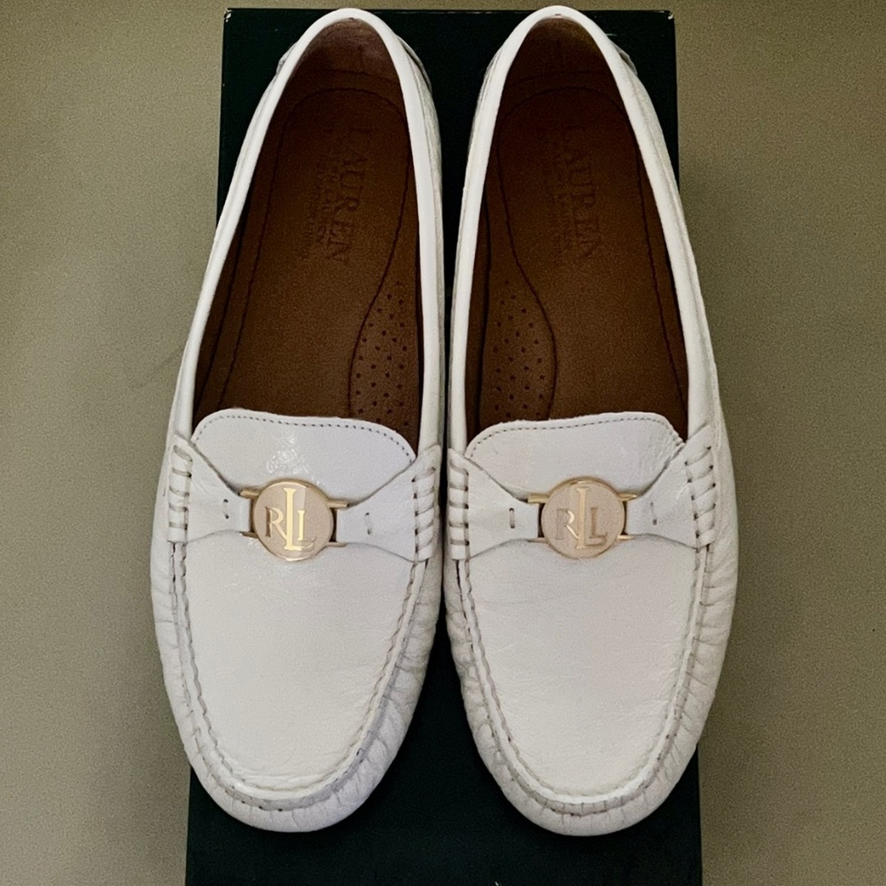 Ralph Lauren White Carley Loafers